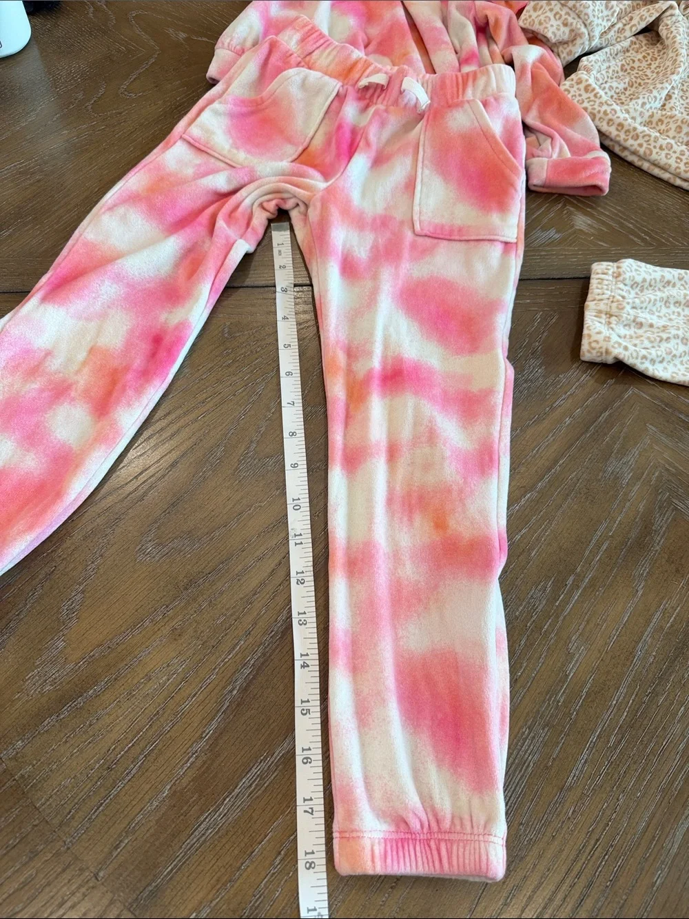 Cat & Jack Pink Tie-Dye and Cream Leopard Ruffle Pajama Set Duo